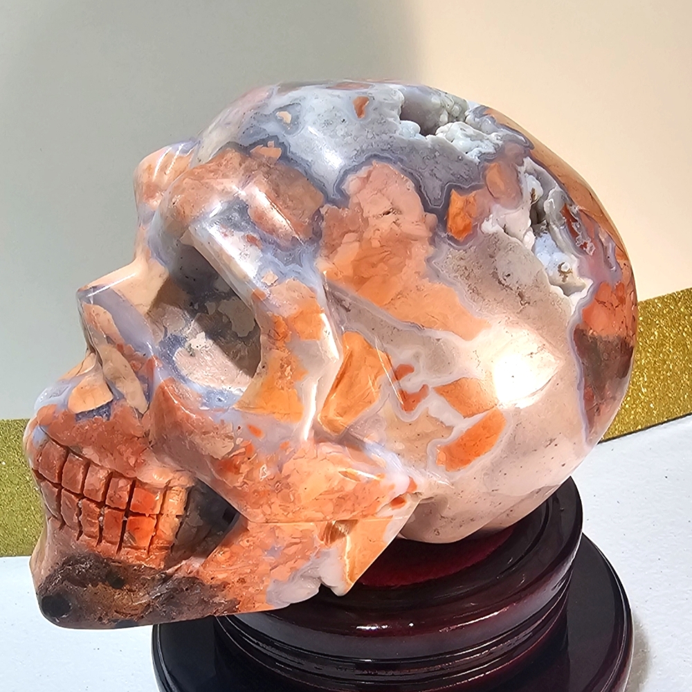 Druzy Pink Agate Skull - Picture 2 of 5
